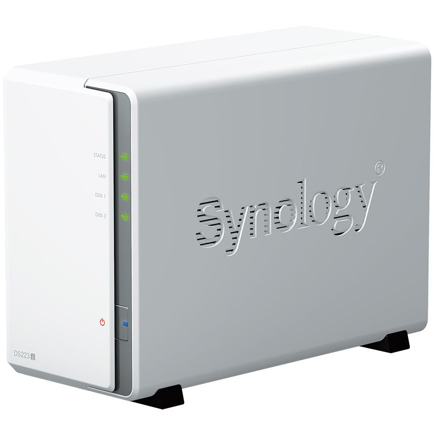 Synology DiskStation DS223j – 2-Bay NAS, Quad-Core 1.7GHz CPU, 1GB DDR4, Btrfs, 1GbE, USB 3.2 Gen 1, Compact & Energy-Efficient