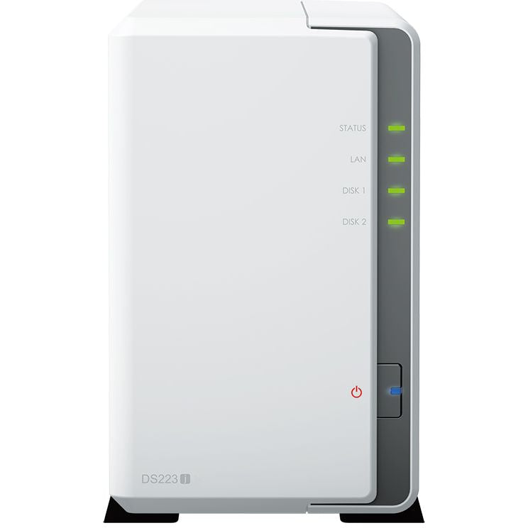Synology DiskStation DS223j – 2-Bay NAS, Quad-Core 1.7GHz CPU, 1GB DDR4, Btrfs, 1GbE, USB 3.2 Gen 1, Compact & Energy-Efficient