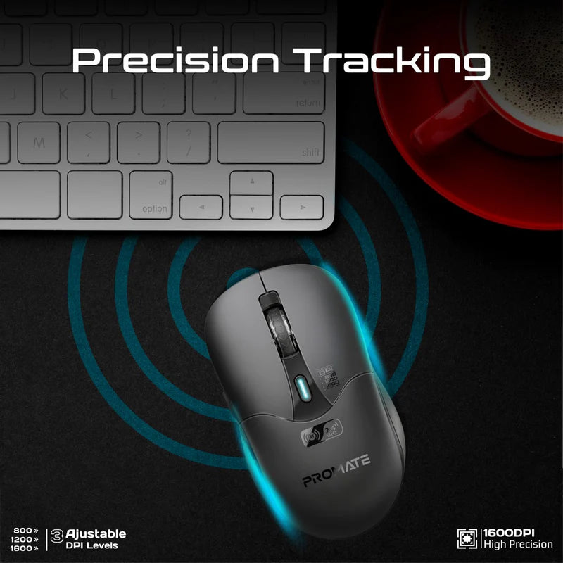 Promate Samo Dual Mode Rechargeable Wireless Mouse with BT & RF Connectivity