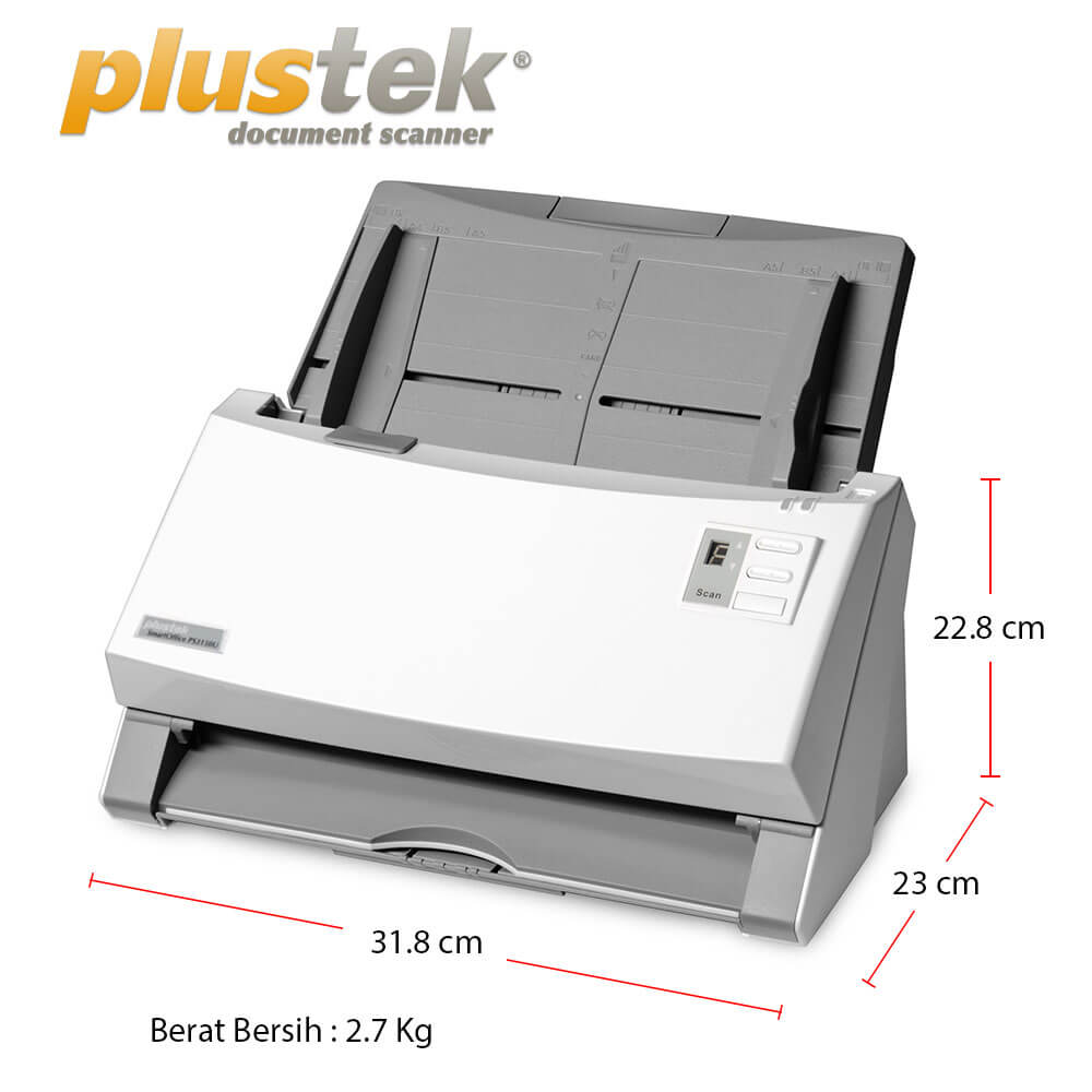 Plustek SmartOffice PS3150U Duplex Color Document Scanner – 600 dpi, 50ppm/100ipm, 100-Sheet ADF, Multi-Feed Detection, USB 2.0, Windows & macOS Compatible