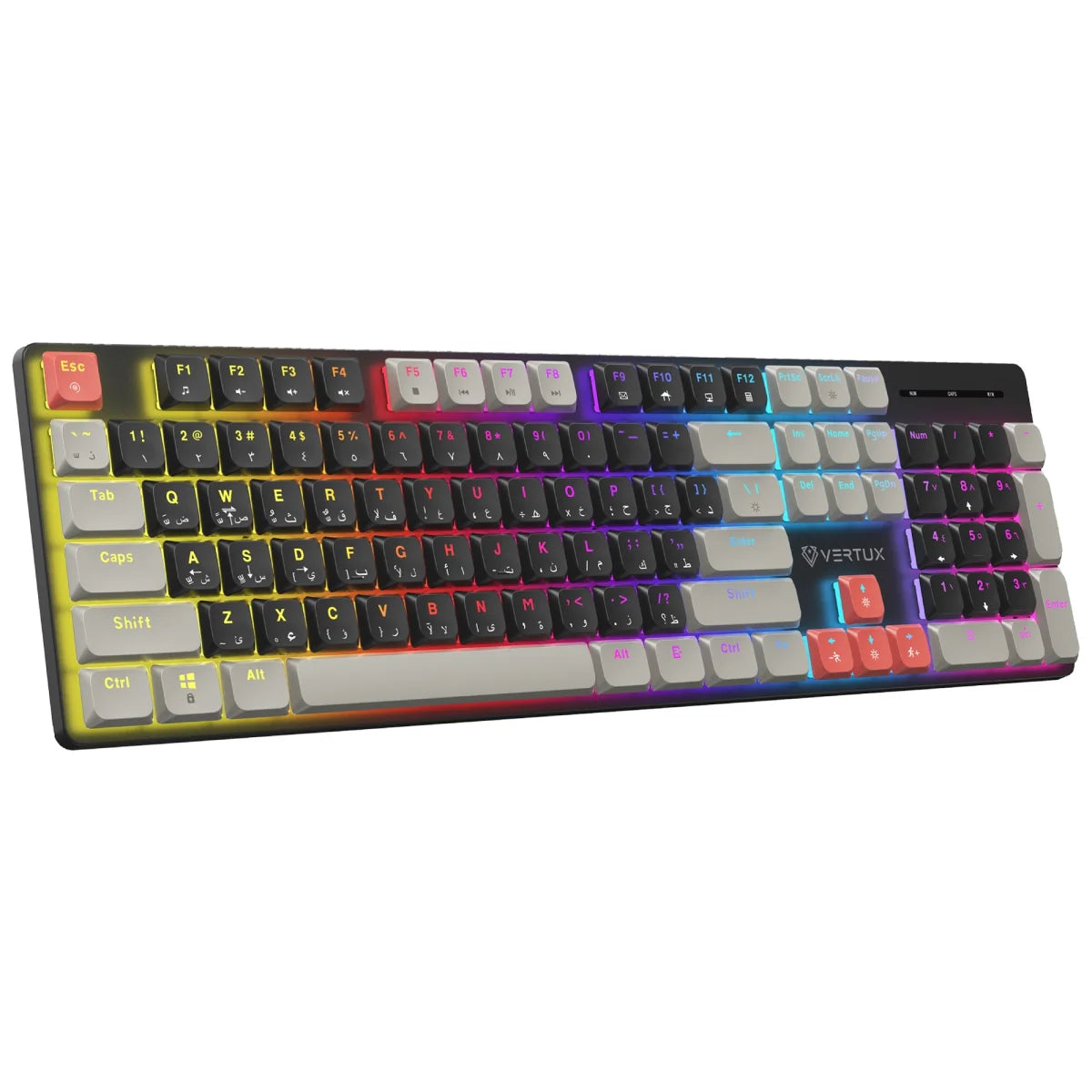 Vertux StealthKey Full‑Size Mechanical Gaming Keyboard – Low‑Profile Red Switches, 17‑Mode RGB, 50M Keystrokes, 26‑Key Anti‑Ghosting
