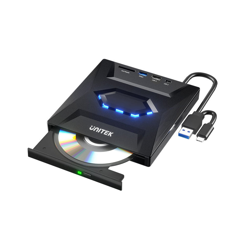 Unitek 5-in-1 External Optical Drive with USB Hub