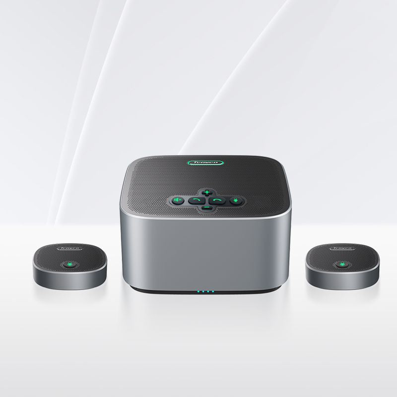 Tenveo TEVO-M6B-EX Conference Speakerphone, Bluetooth/USB/Wireless, 360° Mic Pickup, Built-In Battery, Expansion Mics