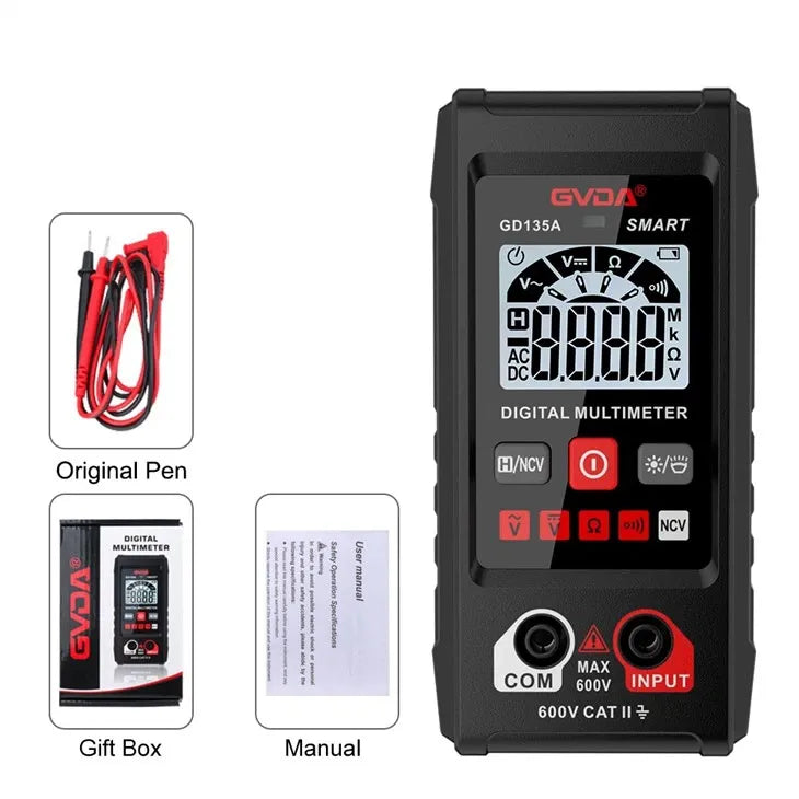 GVDA Digital Multimeter Auto Range DMM Voltmeter True RMS AC DC NCV Ohm Voltage Meter Smart Multi-meter 4000 Counts Multimeter