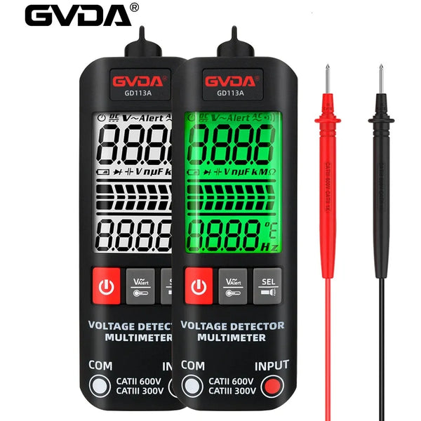 GVDA Digital Multimeter Non-Contact Voltage Tester Dual Range Live Wire Detector Ohm Hz NCV Meter Smart Multimeter Voltmeter