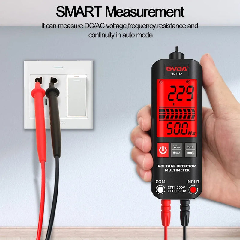 GVDA Digital Multimeter Non-Contact Voltage Tester Dual Range Live Wire Detector Ohm Hz NCV Meter Smart Multimeter Voltmeter