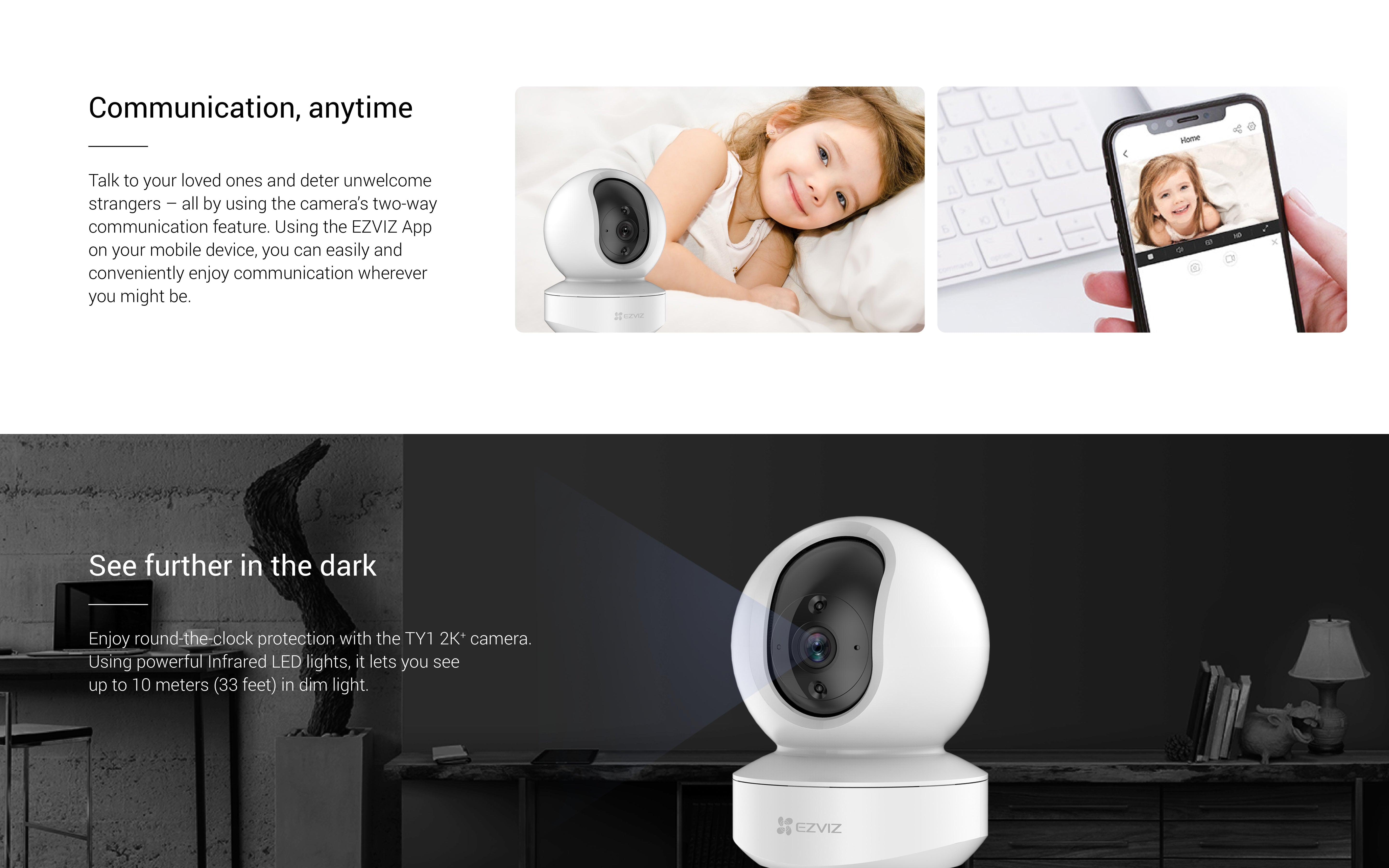 EZVIZ TY1 4MP Smart Wi-Fi Pan & Tilt Indoor Camera with Auto Tracking, Human Motion Detection, 2K+ Resolution, Night Vision, Two-Way Talk