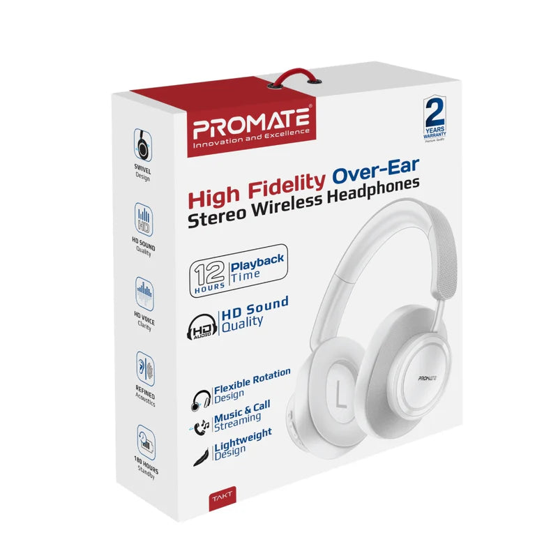 Promate Takt High Fidelity Over-Ear Stereo Wireless Headphones