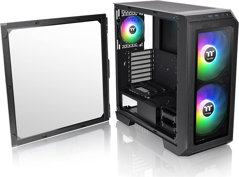Thermaltake View 300 MX TG ARGB Motherboard Sync E-ATX Mid Tower Computer Case with 2x200mm Front & 1x120mm Rear ARGB Fan, Interchangeable Tempered Glass & Mesh Front Panel