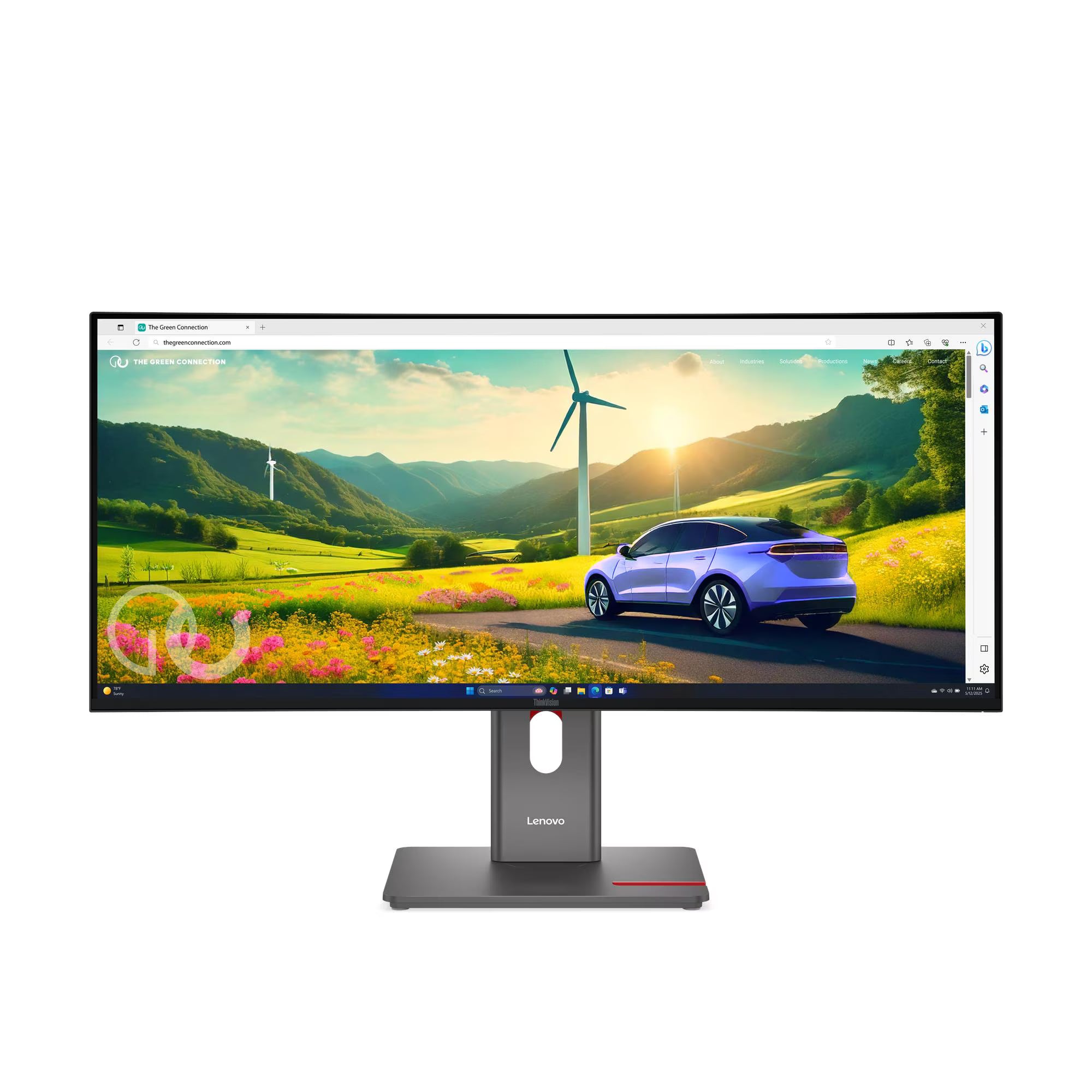 Lenovo ThinkVision P34WD-40 34" Curved UWQHD IPS Monitor, 3440×1440, 120Hz, USB-C Docking with 140W Power Delivery, RJ45 Ethernet, HDR10, Built-in Speakers