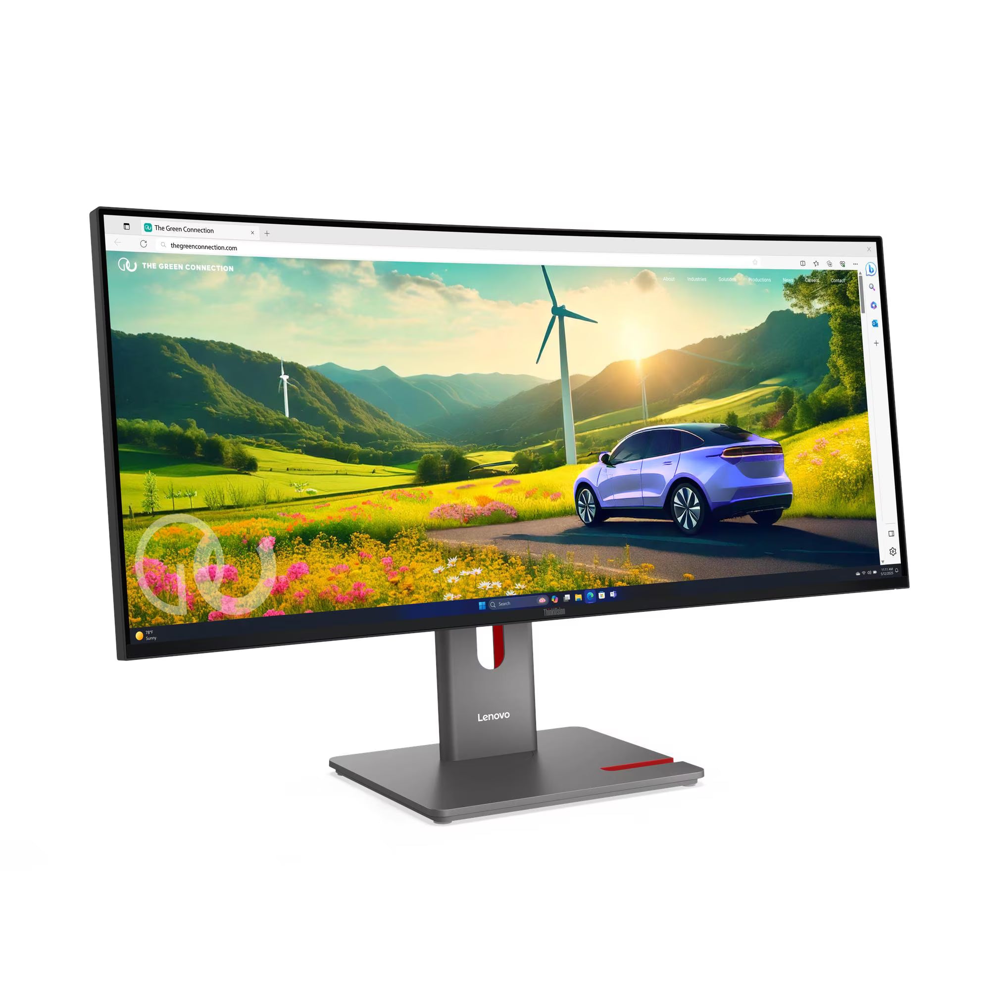 Lenovo ThinkVision P34WD-40 34" Curved UWQHD IPS Monitor, 3440×1440, 120Hz, USB-C Docking with 140W Power Delivery, RJ45 Ethernet, HDR10, Built-in Speakers