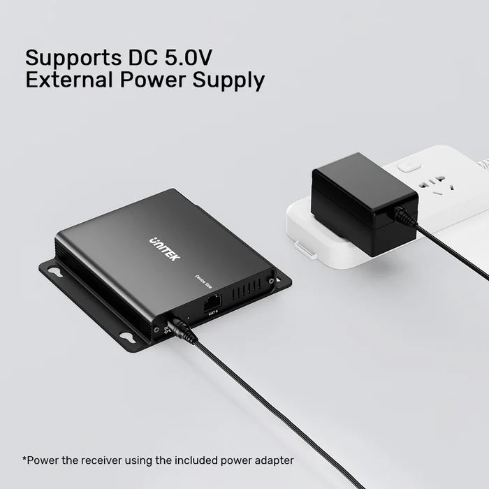 UNITEK 150 m USB Extender Over Ethernet with 4-Port USB Hub — Long-Range USB Signal Booster, Cat5e/6 Support, Plug-and-Play Expansion for USB Devices