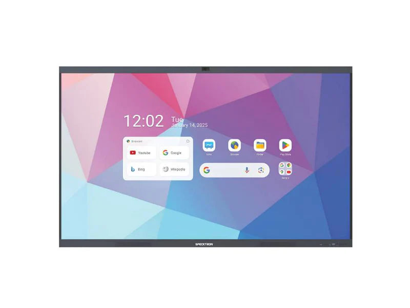 Specktron UDX-86S2 Pro شاشة تفاعلية 86 بوصة بدقة 4K مع دعم لمس 50 نقطة، معالج ثماني النواة، شهادة EDLA وكاميرا AI بدقة 50 ميجابكسل