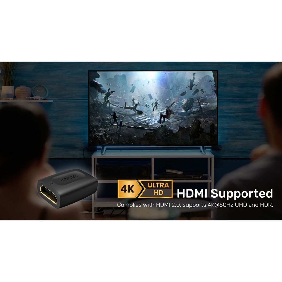 وصلة HDMI UNITEK 4K تربط كابلين HDMI في كابل HDMI واحد