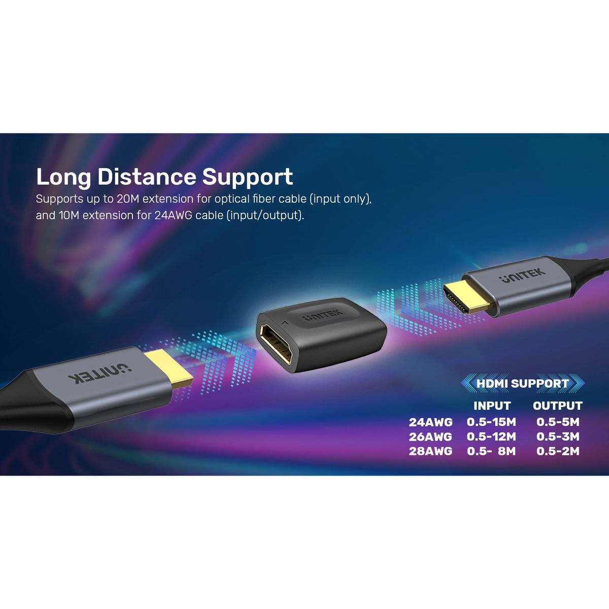 وصلة HDMI UNITEK 4K تربط كابلين HDMI في كابل HDMI واحد