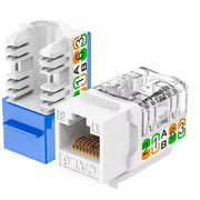 UNITEK Cat6 Modular Keystone Jack – 90 Degree Toolless RJ45 Network Connector, High-Speed Ethernet Socket