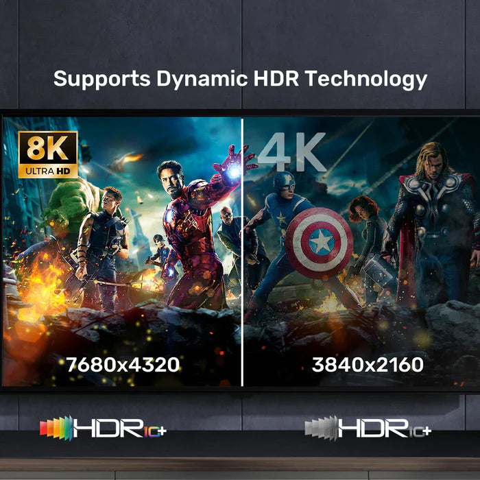 كابل HDMI 2.1 من يونيتيك بدقة 8K — كابل HDMI عالي السرعة بعرض نطاق 48 جيجابت في الثانية، يدعم 8K بمعدل 60 هرتز و4K بمعدل 120 هرتز، مع دعم النطاق الديناميكي العالي، والصوت العائد الإلكتروني، وأجهزة الألعاب وأجهزة HDMI 2.1، طوله 5 أمتار