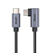 كابل شحن سريع USB-C بزاوية 90° من UNITEK بقوة 100 واط، نوع Type-C بزاوية قائمة، PD 3.0، 5 أمبير، مضفر، متوافق مع MacBook و iPad وأجهزة USB-C - 3 أمتار