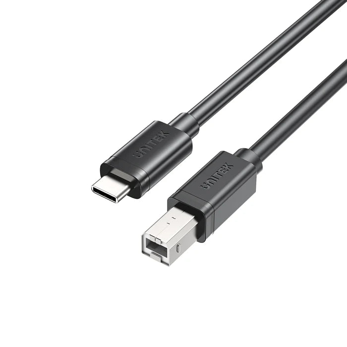كابل UNITEK من نوع USB-C إلى USB-B، نقل بيانات عالي السرعة بسرعة 480 ميجابت في الثانية ومزامنة وشحن للطابعة، الماسح الضوئي، DAC، لوحة مفاتيح MIDI، أسود - 2 متر