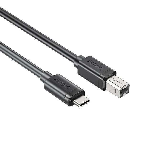 كابل UNITEK من نوع USB-C إلى USB-B، نقل بيانات عالي السرعة بسرعة 480 ميجابت في الثانية ومزامنة وشحن للطابعة، الماسح الضوئي، DAC، لوحة مفاتيح MIDI، أسود - 2 متر