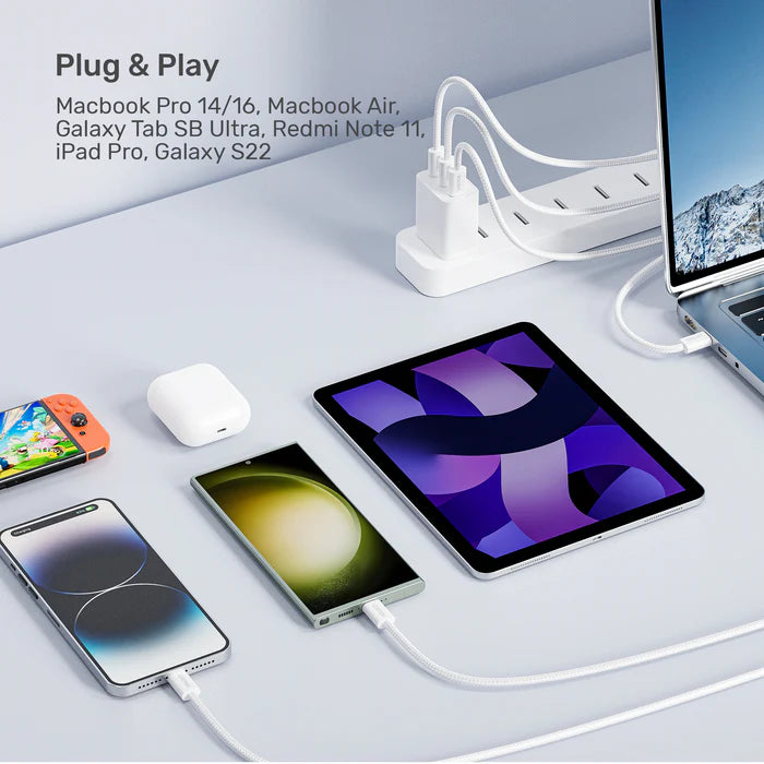 UNITEK 100W Magnetic USB-C to USB-C Fast Charging Cable, Tangle-Free Braided Nylon, PD 3.0 Support, 5A High-Speed Charging, Durable Design with E-Marker Chip, 1M