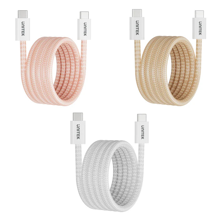 UNITEK 100W Magnetic USB-C to USB-C Fast Charging Cable, Tangle-Free Braided Nylon, PD 3.0 Support, 5A High-Speed Charging, Durable Design with E-Marker Chip, 1M
