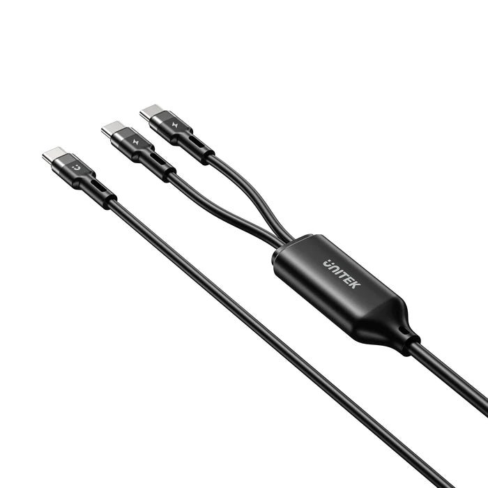 كابل شحن سريع USB-C من UNITEK PD100W 2 في 1، كابل شاحن مقسم USB-C مزدوج، 100 واط PD، توزيع طاقة ذكي، كابل سيليكون بطول 1.8 متر