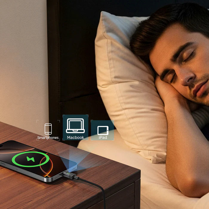 كابل شحن سريع USB-C بقوة 60 واط من UNITEK مع شاشة LED، PD 3.0 نوع C، مضفر، متوافق مع MacBook و iPad وأجهزة USB-C