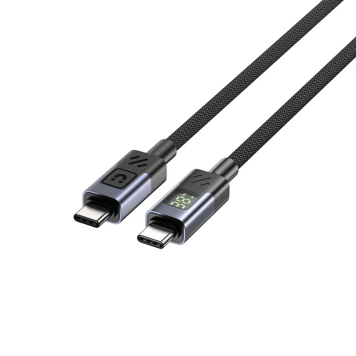 كابل شحن سريع USB-C بقوة 60 واط من UNITEK مع شاشة LED، PD 3.0 نوع C، مضفر، متوافق مع MacBook و iPad وأجهزة USB-C