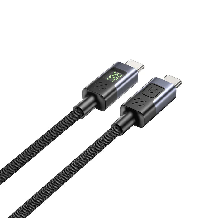 كابل شحن سريع USB-C بقوة 60 واط من UNITEK مع شاشة LED، PD 3.0 نوع C، مضفر، متوافق مع MacBook و iPad وأجهزة USB-C