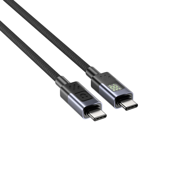 كابل شحن سريع USB-C بقوة 60 واط من UNITEK مع شاشة LED، PD 3.0 نوع C، مضفر، متوافق مع MacBook و iPad وأجهزة USB-C