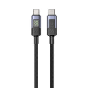 كابل شحن سريع USB-C بقوة 60 واط من UNITEK مع شاشة LED، PD 3.0 نوع C، مضفر، متوافق مع MacBook و iPad وأجهزة USB-C