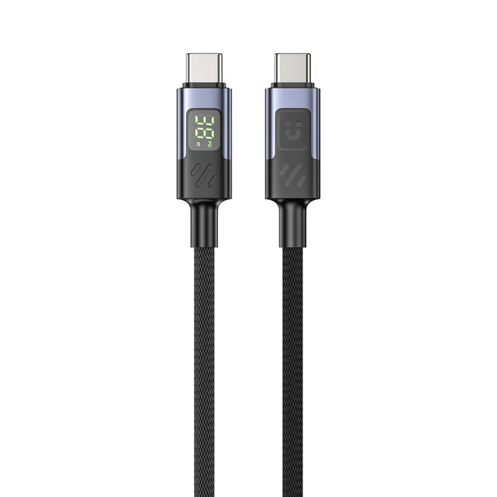 كابل شحن سريع USB-C بقوة 60 واط من UNITEK مع شاشة LED، PD 3.0 نوع C، مضفر، متوافق مع MacBook و iPad وأجهزة USB-C