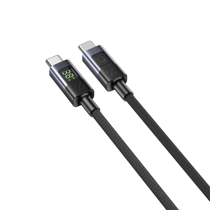 كابل شحن سريع USB-C بقوة 60 واط من UNITEK مع شاشة LED، PD 3.0 نوع C، مضفر، متوافق مع MacBook و iPad وأجهزة USB-C