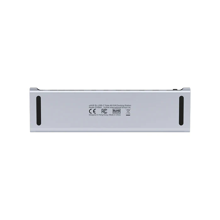 محطة توصيل يونيتك UHB15 USB-C ثلاثية لشاشات 4K — دعم شاشتين/ثلاث شاشات، منافذ USB، شبكة إيثرنت محلية، قارئ بطاقات SD/TF، توصيل طاقة 100 واط، وظيفة مفتاح KVM