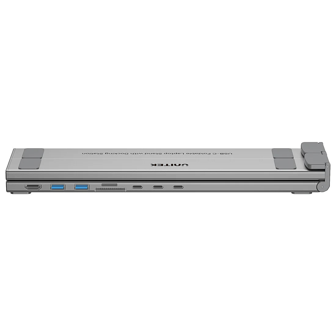 UNITEK D1137AGY01 Foldable Laptop Stand + 7-in-1 Docking Station – 100W PD, 4K@60Hz HDMI, USB-C & USB-A 5Gbps, SD/TF Reader, Aluminum Foldable Design
