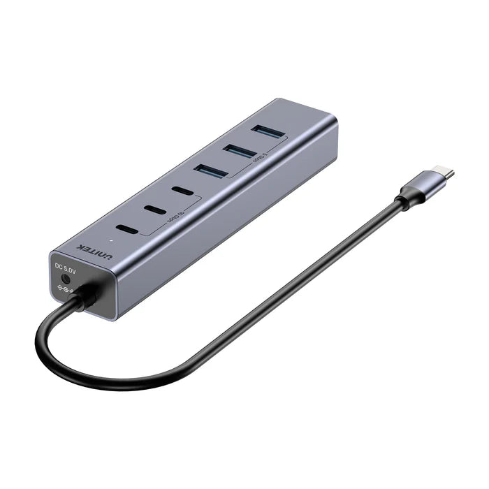 يونيتك يوهاب S7 محور USB-C متعدد الوظائف 7 في 1 — منفذ HDMI بدقة 4K، منافذ USB-A، قارئ بطاقات SD/TF، إيثرنت، محول شحن PD