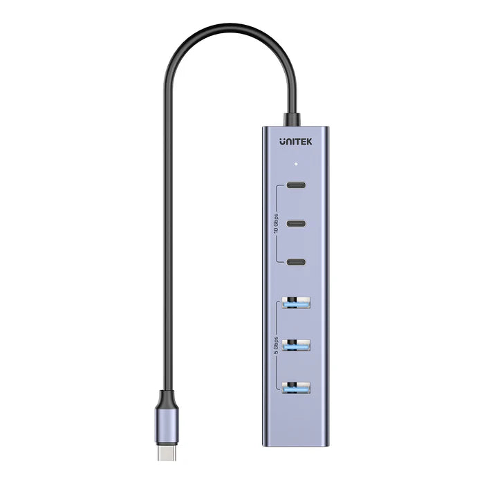 يونيتك يوهاب S7 محور USB-C متعدد الوظائف 7 في 1 — منفذ HDMI بدقة 4K، منافذ USB-A، قارئ بطاقات SD/TF، إيثرنت، محول شحن PD