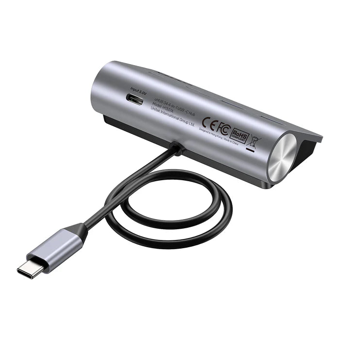 موزع USB-C من UNITEK uHUB Q4 4 في 1، موزع نقل بيانات USB بسرعة 10 جيجابت في الثانية بجسم من الألمنيوم، توصيل وتشغيل لتوسيع USB لنظامي ويندوز وماك أو إس