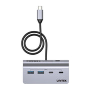 موزع USB-C من UNITEK uHUB Q4 4 في 1، موزع نقل بيانات USB بسرعة 10 جيجابت في الثانية بجسم من الألمنيوم، توصيل وتشغيل لتوسيع USB لنظامي ويندوز وماك أو إس