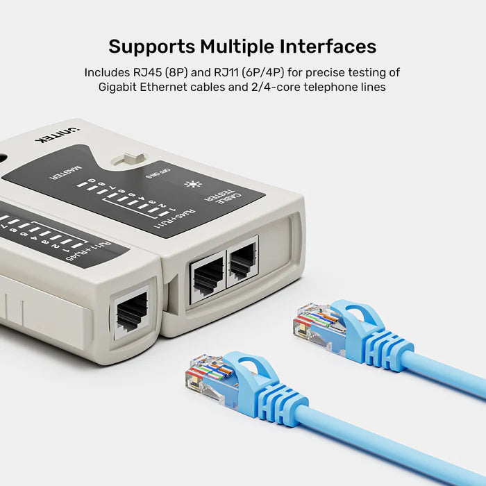 جهاز اختبار كابل إيثرنت من UNITEK، جهاز اختبار كابل LAN RJ45/RJ11 مع مؤشر LED، تخطيط الأسلاك وكشف الأعطال، أداة تشخيص شبكة محمولة