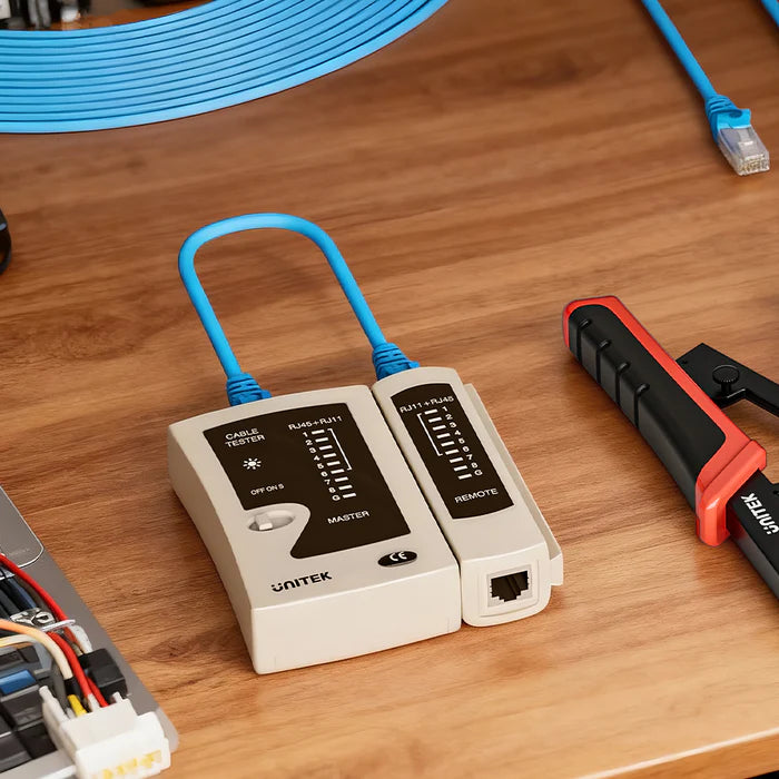 جهاز اختبار كابل إيثرنت من UNITEK، جهاز اختبار كابل LAN RJ45/RJ11 مع مؤشر LED، تخطيط الأسلاك وكشف الأعطال، أداة تشخيص شبكة محمولة