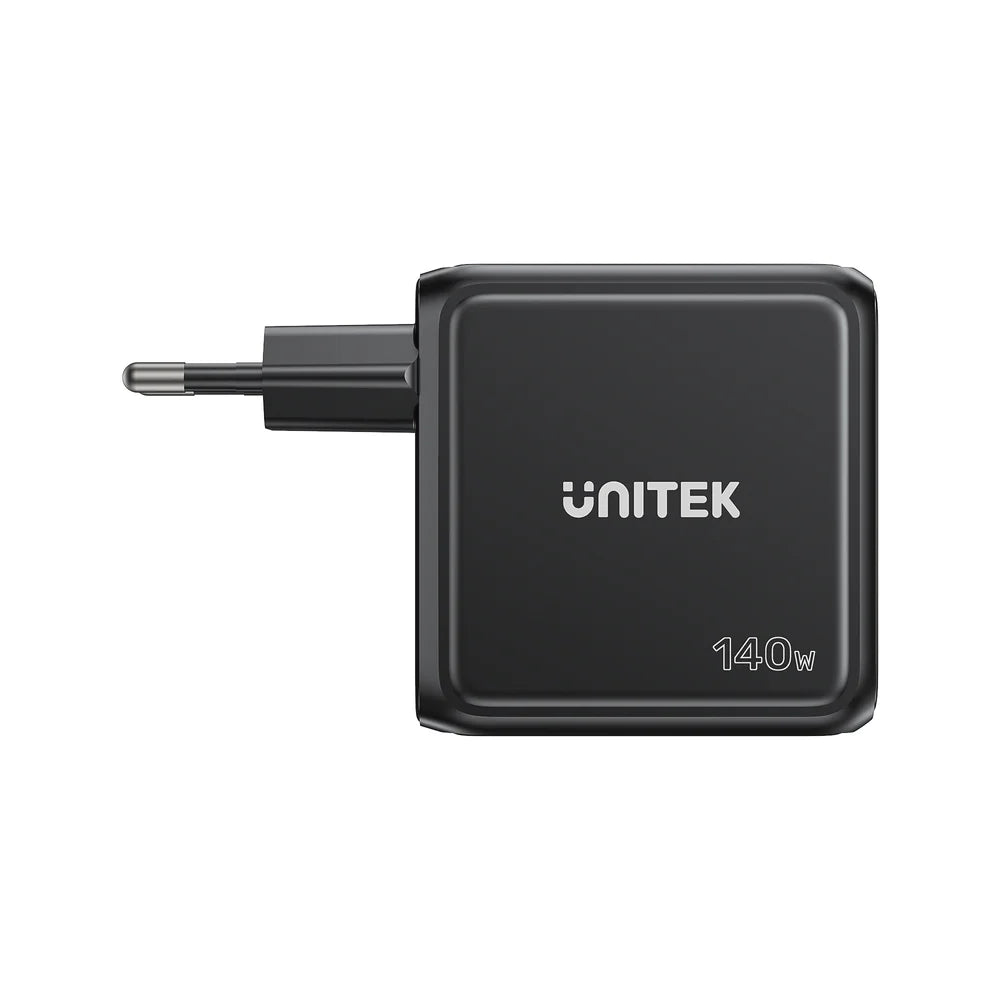 شاحن UNITEK REXO 140 واط GaN – شاحن سريع بأربعة منافذ USB-C/USB-A مع شاشة ذكية، دعم PD 3.1 وQC