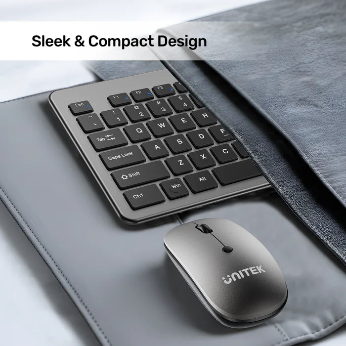 UNITEK SlimDuo Wireless Keyboard and Mouse Combo, 2.4GHz Full-Size Silent Keyboard & 1600 DPI Mouse, USB Plug & Play, Windows/Mac/Linux