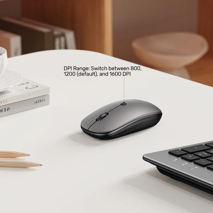 UNITEK SlimDuo Wireless Keyboard and Mouse Combo, 2.4GHz Full-Size Silent Keyboard & 1600 DPI Mouse, USB Plug & Play, Windows/Mac/Linux