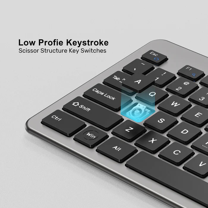 UNITEK SlimDuo Wireless Keyboard and Mouse Combo, 2.4GHz Full-Size Silent Keyboard & 1600 DPI Mouse, USB Plug & Play, Windows/Mac/Linux