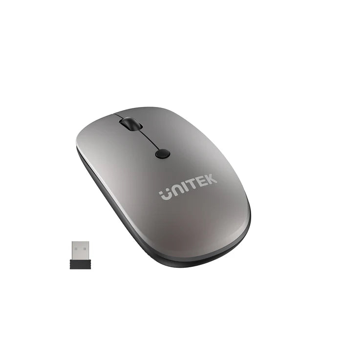 UNITEK SlimTrack Wireless Optical Mouse, 2.4GHz Cordless Mouse with 1600 DPI, Silent Click, Ergonomic Design, USB Plug & Play for Laptop and PC
