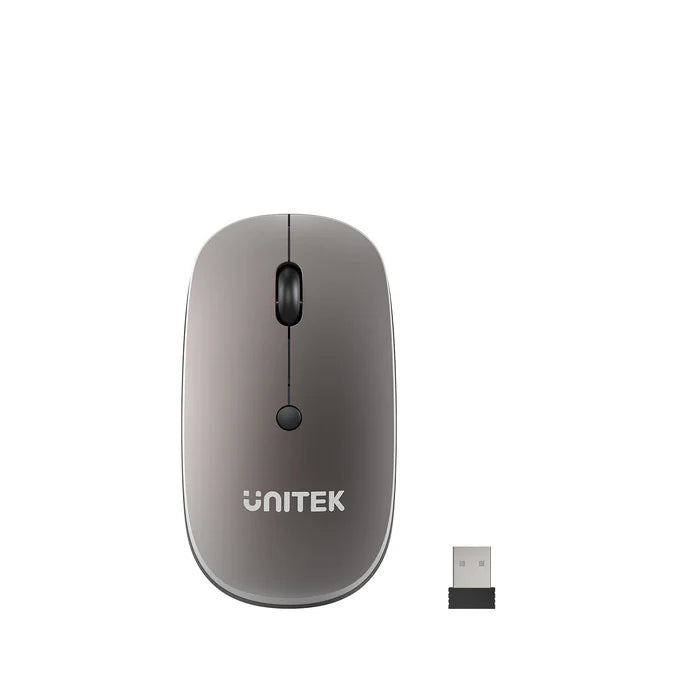 UNITEK SlimTrack Wireless Optical Mouse, 2.4GHz Cordless Mouse with 1600 DPI, Silent Click, Ergonomic Design, USB Plug & Play for Laptop and PC