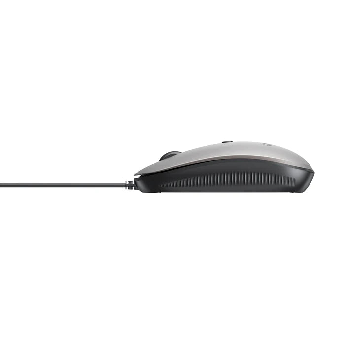 UNITEK SlimTrack Wired Optical Mouse, 1600 DPI, Silent Click, USB-A Plug & Play, Ergonomic Ambidextrous Design, Space Gray