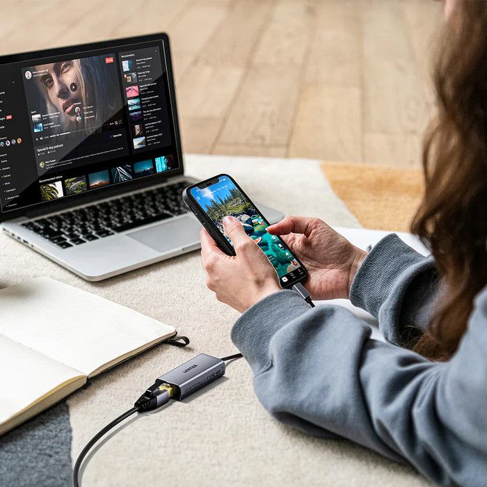 محول إيثرنت UNITEK USB-C إلى 5 جيجابت في الثانية - محول شبكة محلية سلكي عالي السرعة مع اتصال USB-C، ميزة التوصيل والتشغيل